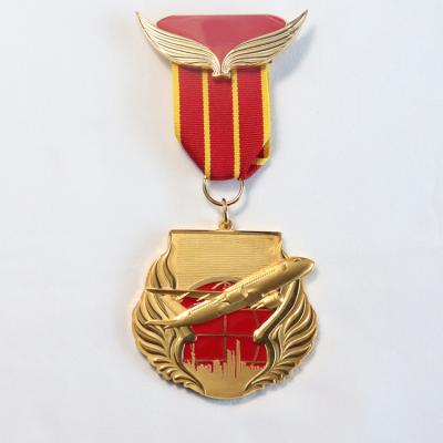 China High Quality Customized Europe Sports 3D Ribbon Metal Medal Gold Plated Medallion for sale