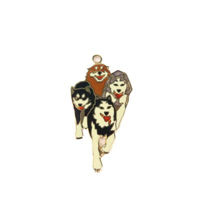 China Europe Cartoon Wolf Animal Character Plating Hard Custom Cute Enamel Pins Chest Badges for sale