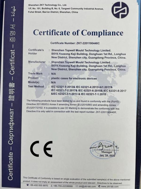 CE - Shenzhen Topwell Mould Technology Limited