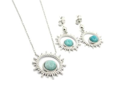 China Trendy amazonite silver rhodium multi size zircon latest oem modern elegant necklace women for sale