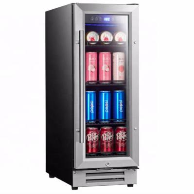 China Hotel Under Counter Beverage Fridge, Glass Door Mini Beer Cooler Holds 52 Cans, Removable Shelves, Touch Control for sale