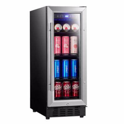 China Hotel Under Counter Beverage Cooler, Glass Door Mini Beer Fridge Holds 52 Cans, Removable Shelves, Touch Control for sale