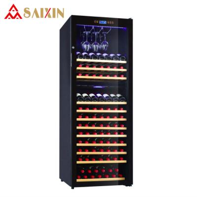 China Hotel Large Size Double Zones Compressor Wine Refrigerator SRW-230D for sale