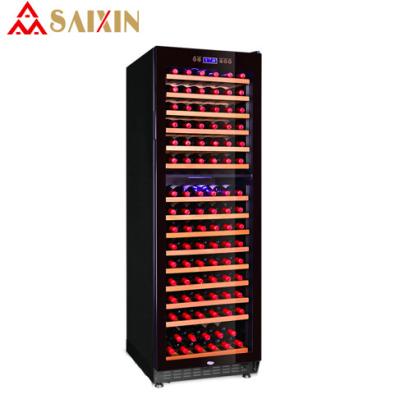 China SRW-168D 160 bottle cellar/red design wine cooler/wooden wine fridge 450L for sale