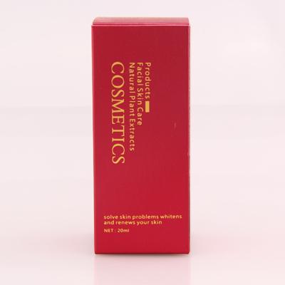 China Recycled Materials Like Red Embossed Olive Oil Cosmetic Packaging Box With Gold Hot Stamping for sale