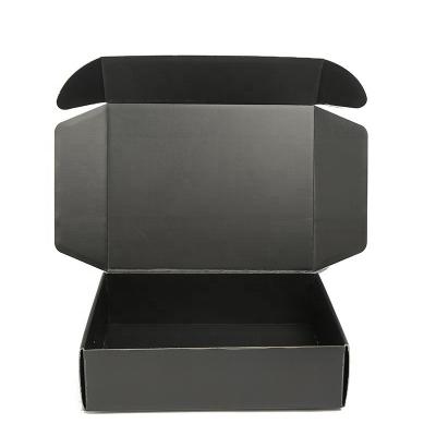 China Recycled Materials Low MOQ Matt Black Shipping Box With Logo For Costumes for sale