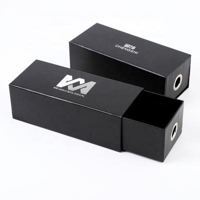 China Small Recyclable Black Popular Foldable Sunglasses Drawer Box Custom Logo for sale