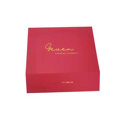 China Gold Logo Handmade Foldable Luxury Custom Hardcover Book Boxes Gift Red Box In Hot Stamping for sale