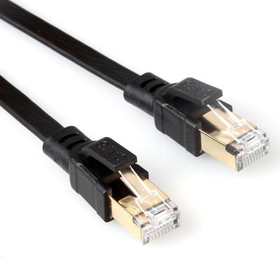 China De vlakke van de het Flardkabel 40Gbps 2000Mhz van SFTP RJ45 Cat8 Zwarte Duurzame Kleur Te koop