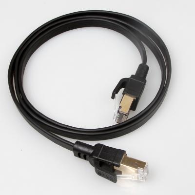 China O cabo ethernet Cat8 liso protegido preto com ouro chapeou o conector RJ45 à venda