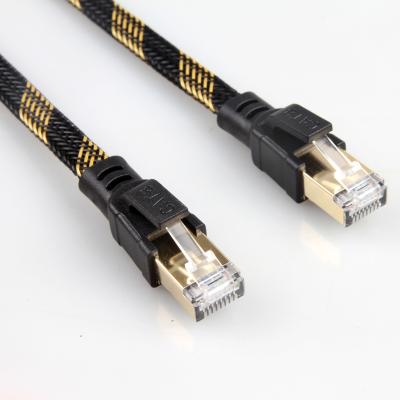 China Het stabiele Nylon van de het Flardkabel van RJ45 Cat8 vlechtte Zwarte Gele Hoge snelheid Te koop