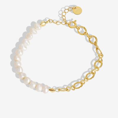 China Environmental Friendly Baroque irregular freshwater pearl bracelet S925 sterling silver chain bracelet personality jewelry for sale