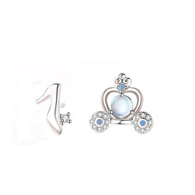 China Environmental Friendly Originalityl fashion cute earrings design cartoon  princess 925 sterling silver zirconia mini girl stud earrings for sale