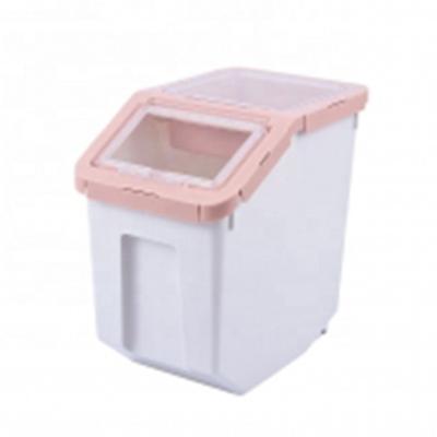 China Sustainable PP Material Pet Sealed Grain Storage Barrels Grain Storage Bin Pet Food Storage Container With Scoop for sale