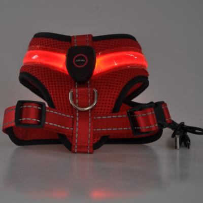 China Hot viable! Dog Harness Leash USB Led Flashing Flasher Led Dog Pet Harness Light In Dark Night for sale