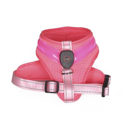 China Viable USB Charging Adjustable Light Reflective Mesh Led Luminous Dog Harness Glowing Nylon Webbing for sale