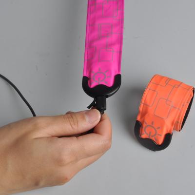 China Nylon USB Rechargeable Battery Heated Slap Wristbands Led Flashing Wristband Led Slap Wrist Band for sale