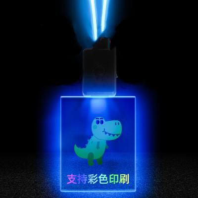 China USB LED ID Badge Neck Collar Lanyards LED Badge Fast Rechargeable Flashing Acrylic Luminous Lanyards for sale