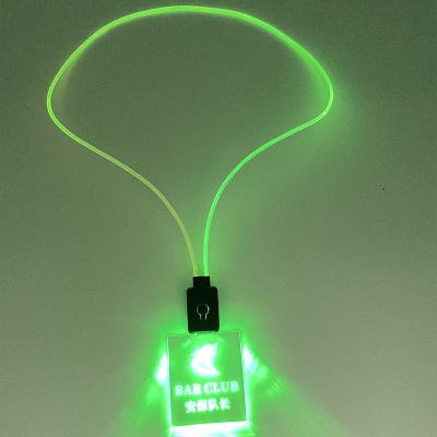 China Quick Charge Glow In The Night Light Up Collar LED Lanyards For ID Badges for sale