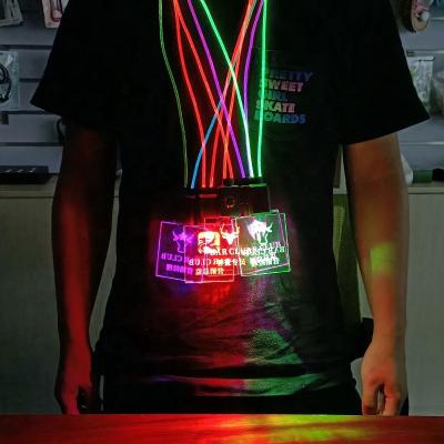 China USB Rechargeable Fast Customized Logo Led Lanyard Custom Logo LED Necklace Designer Lanyards With Custom LED Logo for sale