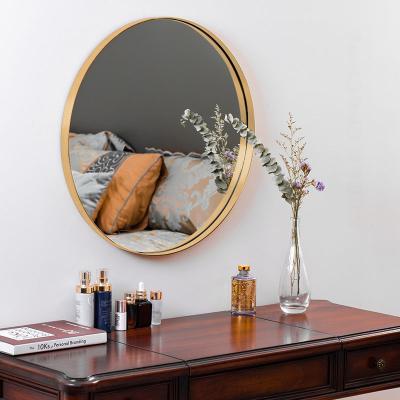 China Wholesale Round Modern Gray Metal Framed Decorative Wall Mirror With Recessed Design for sale