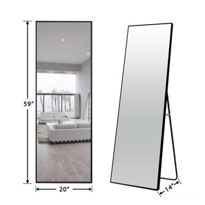 China Modern Aluminum Alloy Metal Framed Full Length Retangular Wall Hanging Floor Standing Mirror For Living Room for sale