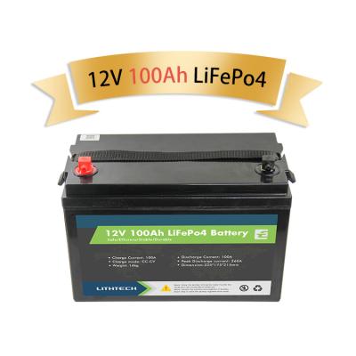 China Home appliances Lithtech EV 12v 100ah solar battery pack rechargeable lifepo4 batteries 12v 100ah lithium ion battery price for sale