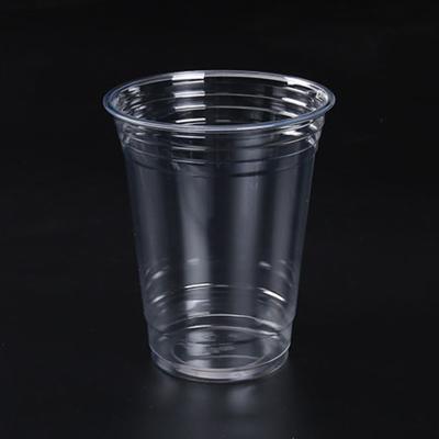 China Custom Made Tapered Cold Clear Plastic Cups Sidewalls Rim PP Translucent Thin Ribbed Plastik bardak for sale