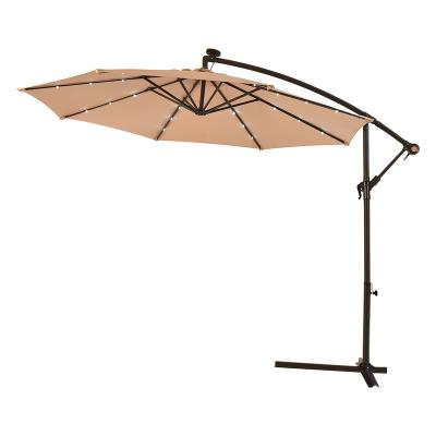 China All In 1 Hot Selling 3m All Iron LED Lamp Banana Umbrella Side Solar Umbrella With Lamp Custom Sunshade Outdoor Umbrella for sale