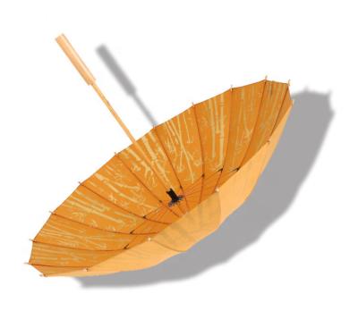 China 16 Bone Folding Wooden Umbrella With Straight Handle Bamboo Antique Umbrella for sale