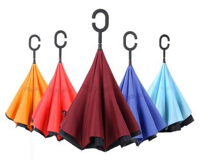 China Convenient Car Inverted Umbrella Folding Windproof Unisex Long-handle Non-automatic Reverse Umbrella Folding Umbrella for sale