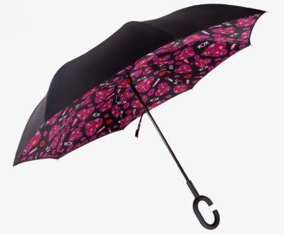 China Enthusiastic Hot Selling Pongee Style Lip Print Inverted Umbrella for sale