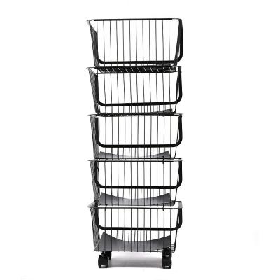 China 5 Tier Sustainable Custom Multifunction Fruit Or Vegetable Basket Kitchen Storage Racks Hot Sale for sale