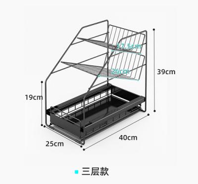 China Morden Kitchen Storage Rack Seasoning Rack Tabletop Seasoning Shelf Tabletop Sauce Bottle Oil Salt Sauce Vinegar Storage Seasoning Shelf for sale