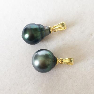 China Vintage Fashion High Quality 925 Gold Plating Nature Tahitian Pearl Silver Pendant CHARM Baroque Shape for sale