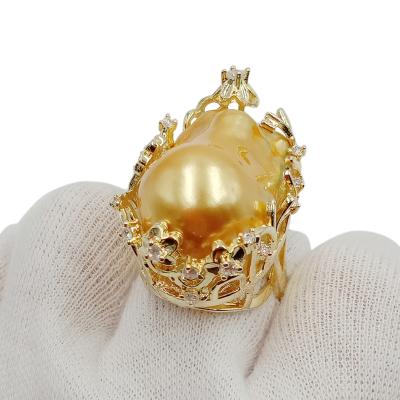 China CLASSIC top fashion freshwater pearl gold ring. 18k gold plating arrangement for sale