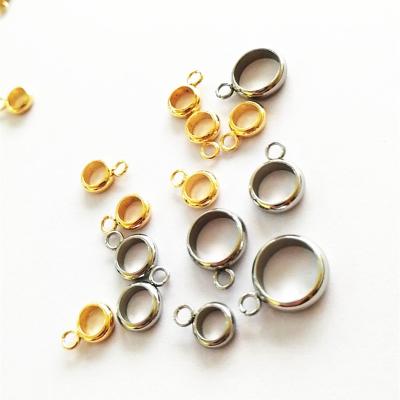 China DIY For Earring Jewelry Accessories Findings Wholesale Real Stainless Steel Gold Plating Septum Beads WITH RING For Jewelry Making, 6-10mm for sale