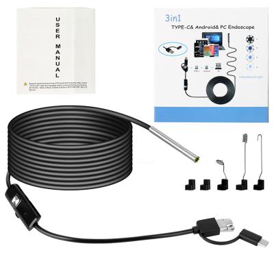 China Type-C Micro Inspection Borescope Endoscope Camera AN100 Endoscope Camera 3.9mm 1m Length 3in1 USB Camera IP67 Waterproof For Android PC for sale