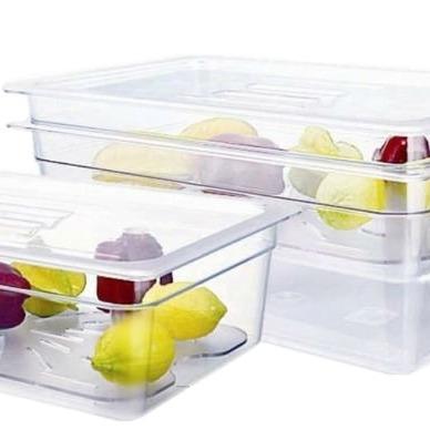 China PC Plastic Polycarbonate Restaurant Kitchen Perforated Mold Food Storage Container With Handles Rack GN Pan for sale