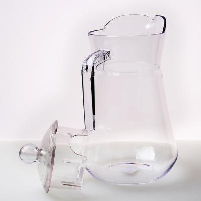 China Restaurant Viable Durable Plastic PC Drinking Water Clear Juice Jug With Handle Lid Launcher for sale