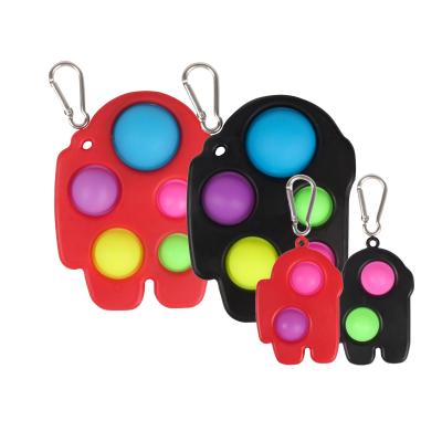 China Chridren plays factory price jumping snap among us single key chain dimple llaveros for kids and adults for sale