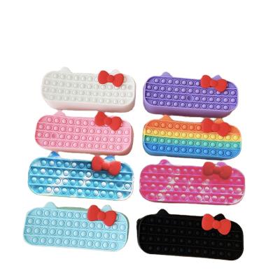 China Kids Wiggle Pencil Case Timi Newcomer KT Push Pops Snap Pencil Box, Wiggle Sensory Pencil Cases With Popping Bubbles for sale