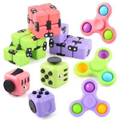 China Chridren fidgety person toys sets wholesale Timi fidgety person toys set with finger spinner, infinity cube and fidgety person cut out 3 in 1 for sale