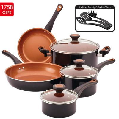 China Non Sustainable Stick Liner Cooking Pot Cookware Set Induction Home Kitchen Aluminum Tempered Cookware Sets for sale