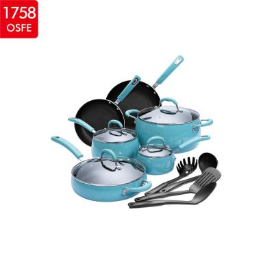 China New Technology Sustainable Double Kitchen Pots And Pan Set Home Nonstick Coating Pots for sale