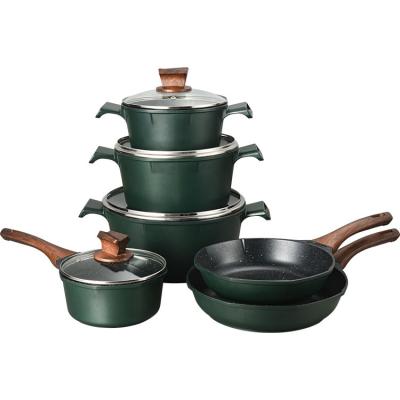 China Wholesale Premium Die Cast Iron Pots and Pans Stone Pot Soup Set Home Kitchen Smokeless Eco-Friendly Sustainable Non Stick Cookware for sale