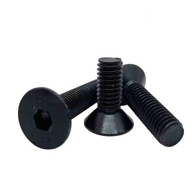 China Pan Custom UNC UNF Black Zinc Galvanized Flat Head Fasteners Screws With M2 M2.5 M3 M3.5 M4 M5 Inner Hex Socket Machine Screws for sale