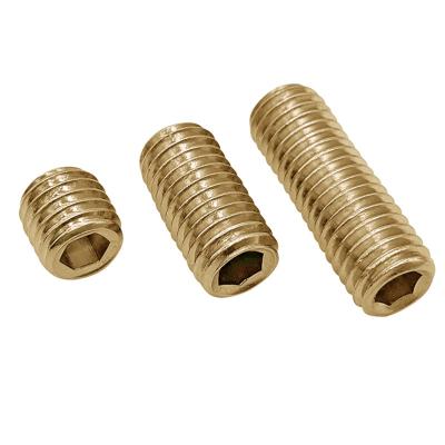 China Pan Factory Price Yellow 10# 32# Flat Point Hex Socket Hex Socket Brass Copper Bronze Set Screw for sale