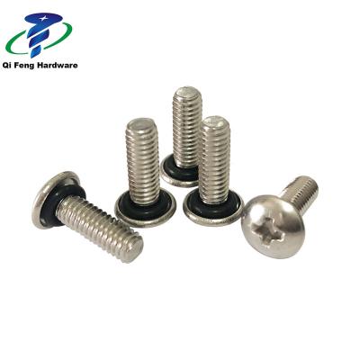 China Customized M3 M4 6-32 Stainless Steel Pan Nylon Patch Head Waterproof O-Ring O-Ring Sealing Dustproof Rounded Head Screws for sale