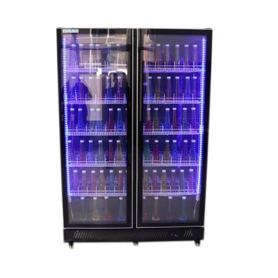 China Single-temperature Supermarket Bar Merchandise Display Refrigerator Beverage Cooler Colorful LED for sale